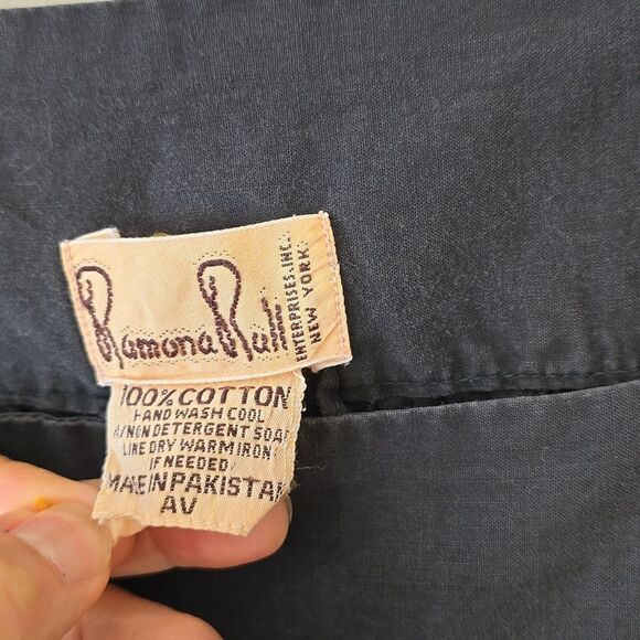 VINTAGE Ramona Rull Black Cotton Patchwork giraffe Appliqué Mumu Midi Tent Dress - Picture 4 of 7